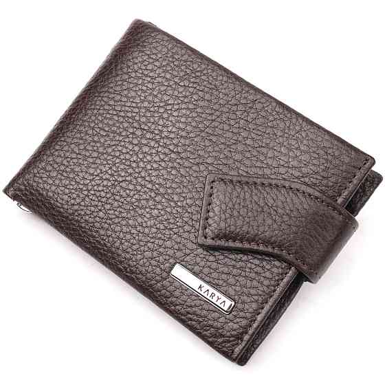 Практичный мужской зажим из натуральной кожи KARYA 21045 Коричневый Киев