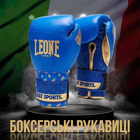 Боксерські рукавиці Leone GN220 DNA Blue 16 унцій (бинти 4 м. в комплекті) Кам'янське