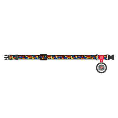 Нашийник для тварин WAUDOG Nylon з QR паспортом "Блоки" для котів та дрібних порід собак, XS (278-4056) Вінниця