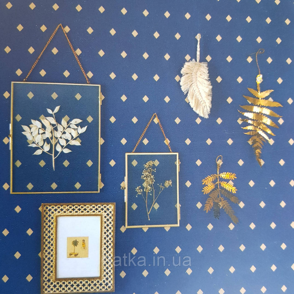 Шпалери вінілові на флізелін Caselio Mystery 0.53х10 м геометрія яскраві ромби золотисті на темно синьому Київ - фото 1
