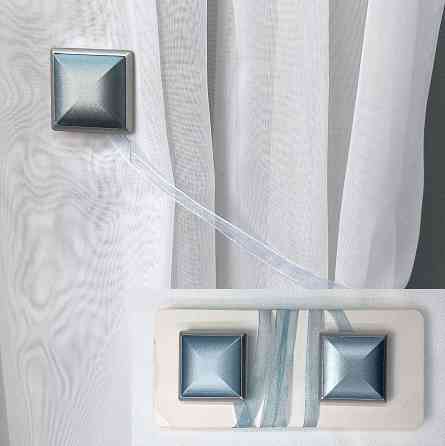 Магниты для штор и гардин Квадрат двусторонние набор 2 шт Голубой с серым (81-138) Киев