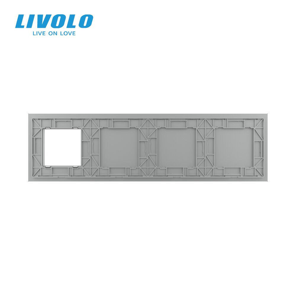 Рамка 4-постова порожня Х сенсорів 1 розетка (Х-Х-Х-0) LIVOLO, загартоване скло, сіра, 294×80 мм (VL-P700/00/00/E-8I) Коломыя - изображение 6