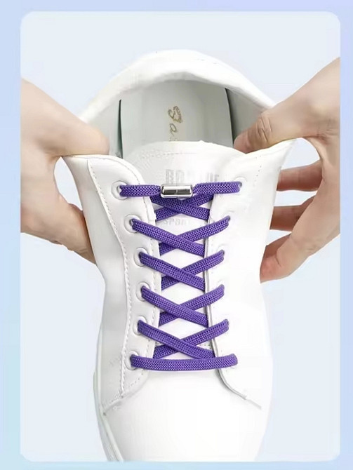 Шнурки еластичні без зав'язок з металевими застібками Фіолетовий Смела - изображение 2