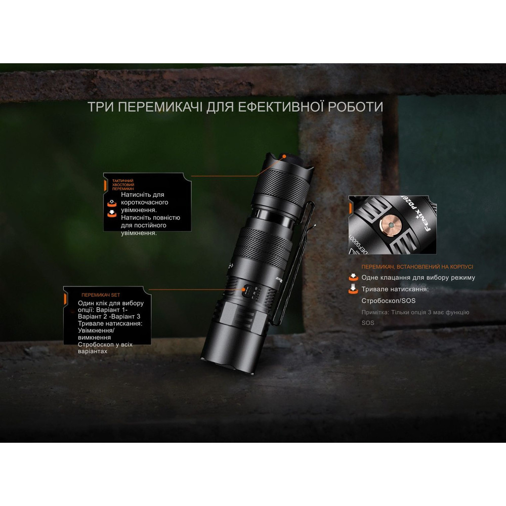 Ліхтар тактичний кишеньковий Fenix PD26R ACE 1300 лм Київ - фото 14