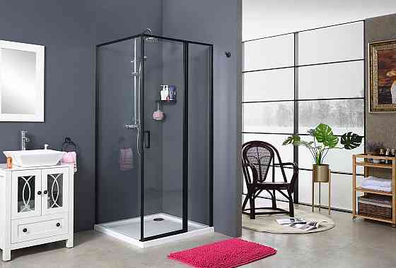 Скляна душова кабіна AVKO Glass RDR13B 90х90х190 Black перегородка для душу Київ