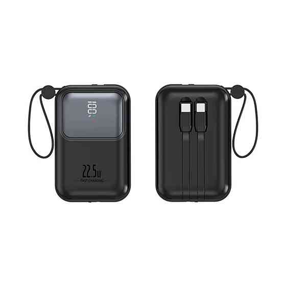 Павербанк бездротовий магнітний 10000мАг, Powerbank з кабелями Type-C/Lightning/USB, 22.5W Black Кам'янець-Подільський
