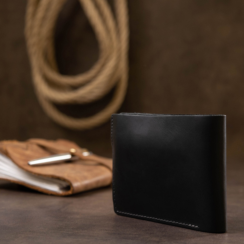 Небольшое мужское портмоне Черный (GRANDE PELLE) Киев - изображение 3