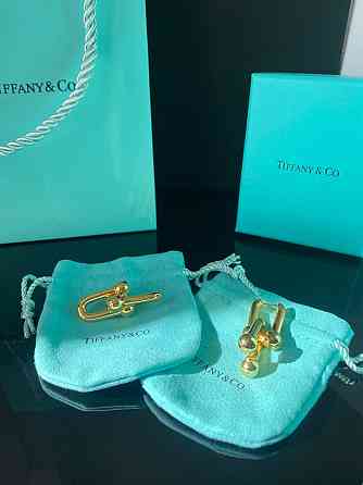 Tiffany Тиффани крупные серьги hardwear лимонное золото (покрытие) / упакованы в мешочек Одесса