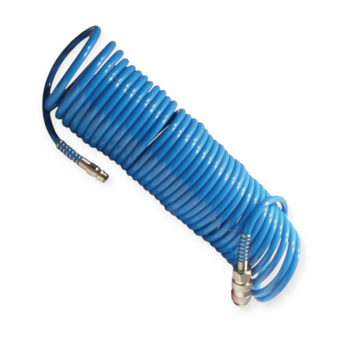 Шланг ВОЗДУШНЫЙ полиуретан 8х5,5 мм (син.) с быстросъемами 15м спиральный Мукачево - изображение 1