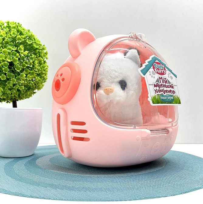 Кошеня інтерактивне ходить ворушить хвостиком у переносці Білий з коричневим (688-123A) Чернігів - фото 4