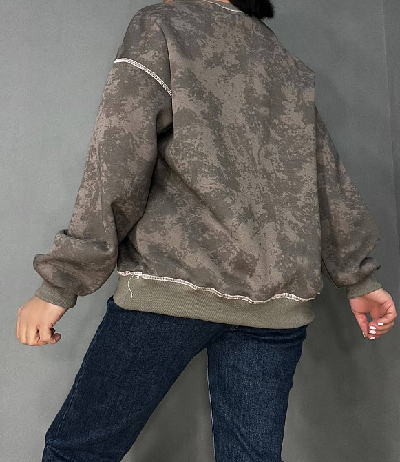 Свитшот женский Joy one 1732 удлиненный оверсайз вареный тай-дай с надписью DONELES one size, шоколад, one size Киев - изображение 4