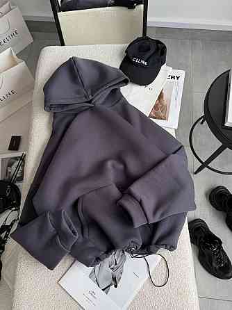 Жіноча базова кофта худі з турецької тринитки на флісі Графіт Одеса