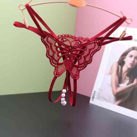 Трусики з перлинами та метеликом універсальний бордовий Київ