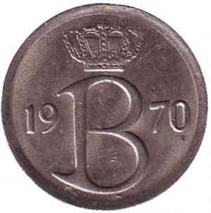 25 сантимов. 1948-93 год, Бельгия. (Belgie) Полтава