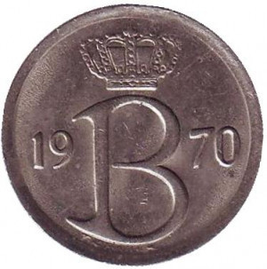 25 сантимов. 1948-93 год, Бельгия. (Belgie) Полтава - изображение 1