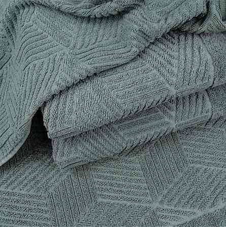 Комплект махрових рушників Уельс 2шт GM Textile 50х90см, 70х140см 500г/м2 (Темно-М'ятний) Суми