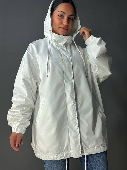 Куртка женская Lady Yep 9096-1 оверсайз ветровка удлиненная с капюшоном, белый, one size Киев - изображение 6