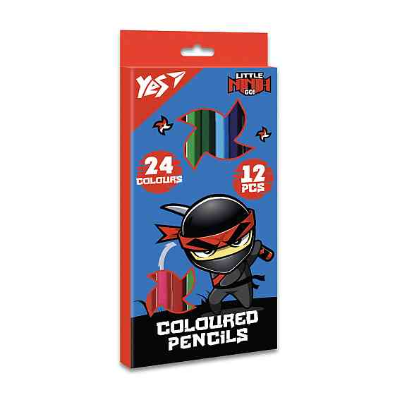Олівці кольорові 12/24 кол. "Yes" Ninja двосторонні тригранні, 290749, шт Київ