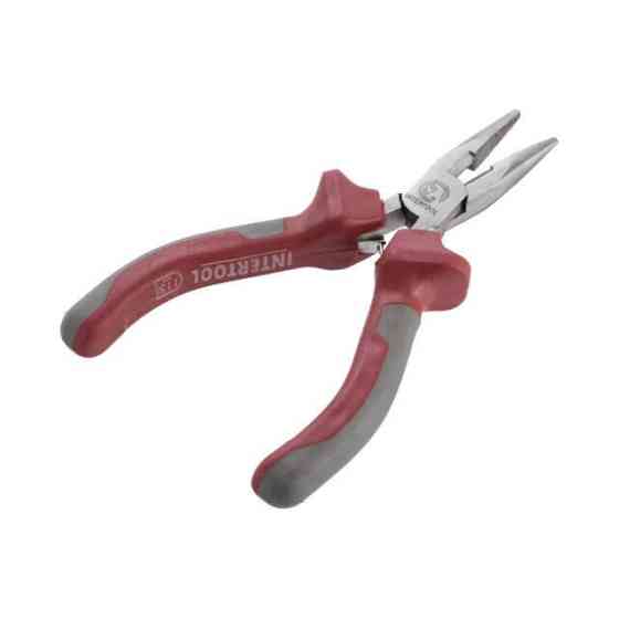 Довгогубці прямі 115 мм, прецизійні, комбіновані рукоятки INTERTOOL NT-0102 Київ