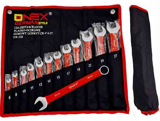 OX-228 Набор комбинированных гаечных ключей 6-27 мм 12 шт на тряпке с резиновыми ручками Cr-V Одесса
