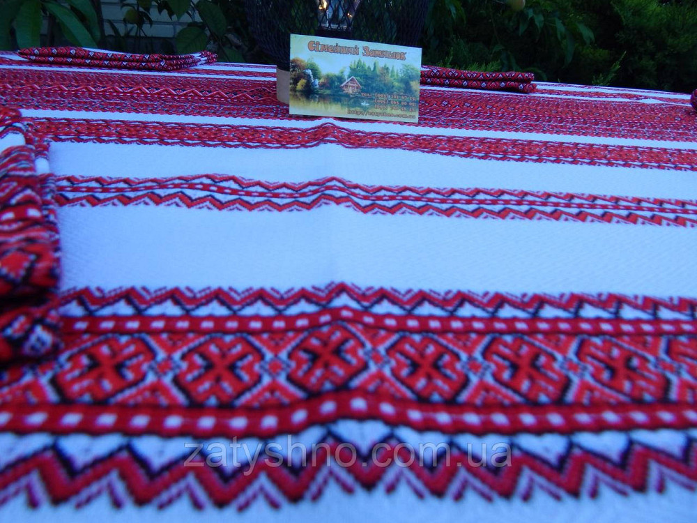 Бордова вишита скатертина з серветками 120 і 190 см Київ - фото 6