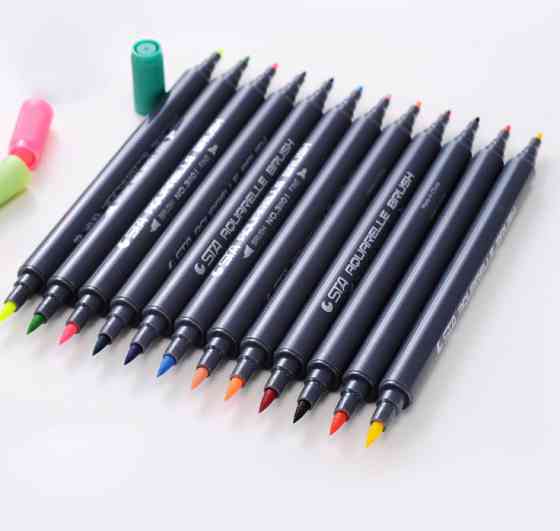 Набір двосторонніх акварельних маркерів на водній основі 36 кольорів для малювання та скетчингу, аквамаркери Кам'янець-Подільський