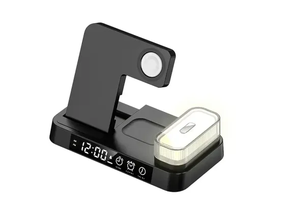 Настольный Стенд 4В1 Зарядка с электронными часами для 3 гаджетов І Apple, Samsung, Galaxy Watch Киев