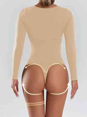 Утягивающее боди с длинным рукавом М бежевый Киев