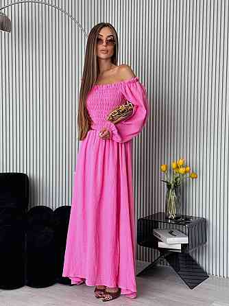 Жіноче романтичне плаття максі з натуральної тканини муслін 100% бавовна Рожевий, 46/48 Одеса