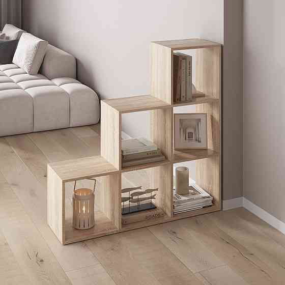 Стеллаж VAYS M-39, книжная полка с 6 ячейками, этажерка для дома, игрушек и декора, ЛДСП, 108×29×108 см Львов