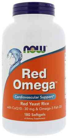 Червоний рис, омега та коензим Q10 Now Foods Red Omega 30 мг 180 капс Київ