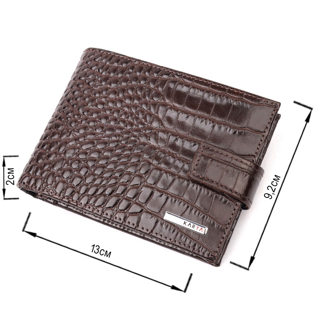 Классический мужской кошелек из натуральной кожи с тиснением под крокодила KARYA 21199 Коричневый Киев - изображение 3