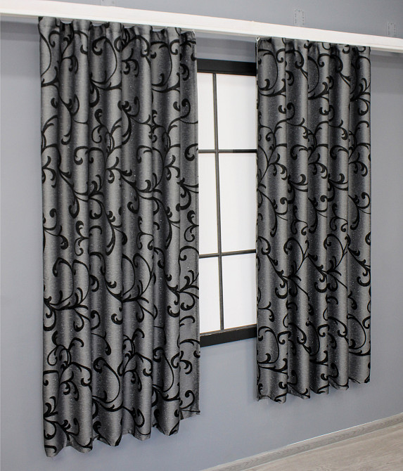 Комплект готовых штор VR-Textil Жаккард Allure № 1619ш Серый с черным 130х170 см 2 шт (35-0269) Киев - изображение 3
