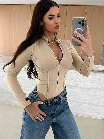 Женский универсальный боди с длинным рукавом микродайвинг Беж, 46/48 Одесса