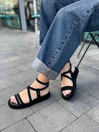 Louisa Босоніжки жіночі чорні Louisa Герда/1 літні з натуральної замші/Замшеві босоніжки на низ Коломыя