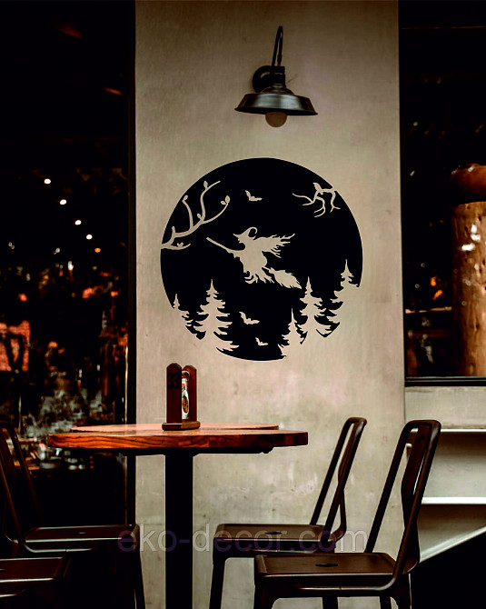 Декоративное настенное Панно «Ведьма на луне», Декор на стену 90*90 см, Черный Киев - изображение 6