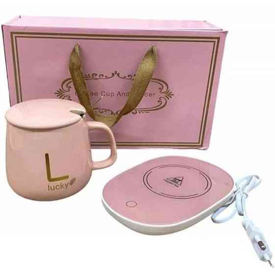 Чашка керамічна на підставці з підігрівом у подарунковій упаковці, в комплекті ложка та кабель для заряджання Одеса