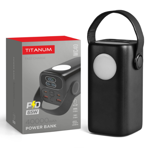 Павербанк 40000mAh Titanum TPB-WC40 65W PD чорний Житомир