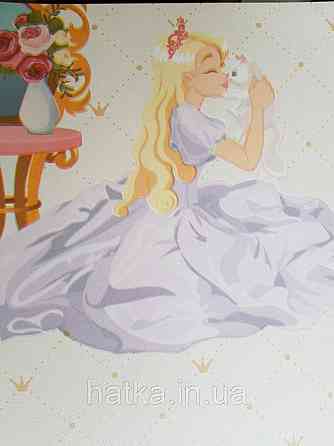 Метрові шпалери вінілові на флізеліні AdaWall Ada Kids для дівчинки принцеси корони дзеркала пісочні Київ