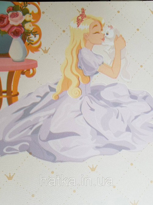 Метрові шпалери вінілові на флізеліні AdaWall Ada Kids для дівчинки принцеси корони дзеркала пісочні Київ - фото 3