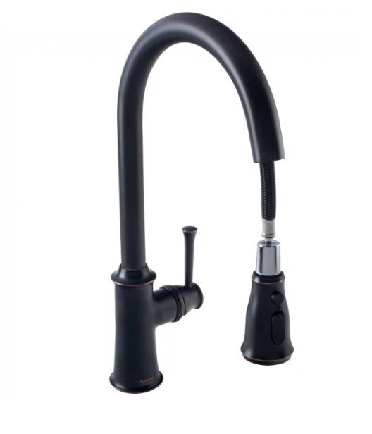 Смеситель для кухни с выдвижным изливом Imprese Podzima Zrala ZMK02170815, черный Киев - изображение 3
