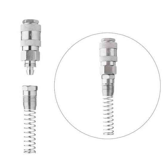 Швидкороз'ємне з'єднання з пружиною для спіральних і прямих шлангів 6,5×10 мм INTERTOOL PT-1831 Киев