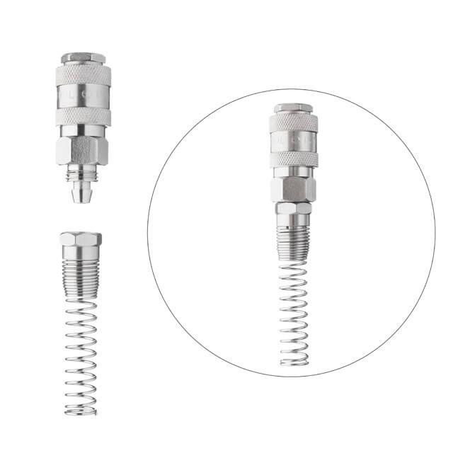 Швидкороз'ємне з'єднання з пружиною для спіральних і прямих шлангів 6,5×10 мм INTERTOOL PT-1831 Київ - фото 3