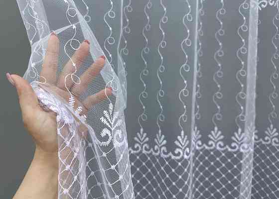 Тюль фатин з вишивкою колір холодний білий 1731т Київ