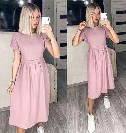 Жіноче плаття міді з короткими рукавами "Валенсія" оптом та по дропшипінгу | Норма Фрезовий, 44 Київ