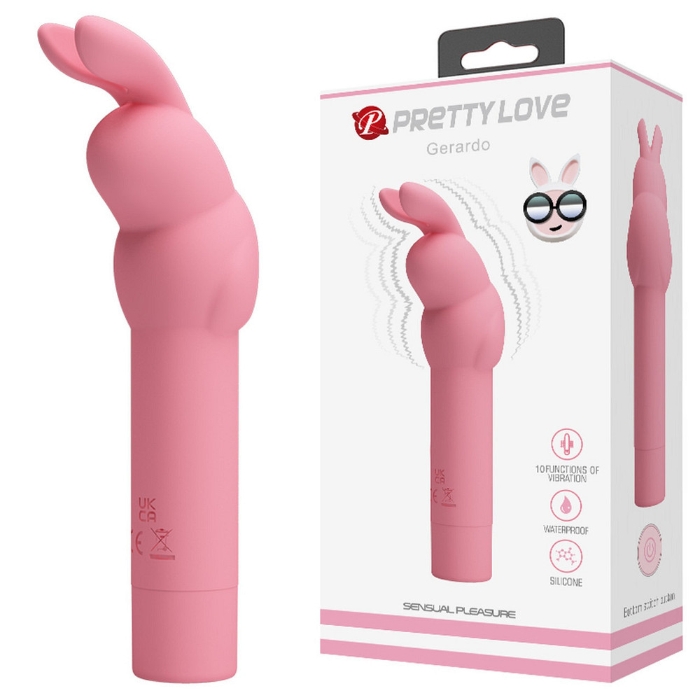 Вибратор в форме кролика PRETTY LOVE Gerardo для клитора, розовый, 13.6 х 3.2 см Sex Aura Киев - изображение 1