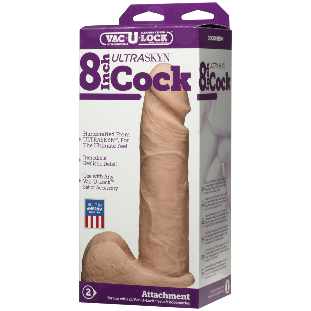 Фалоімітатор Doc Johnson Vac-U-Lock - 8 Inch ULTRASKYN Cock White (м'яте паковання!!!) Sex Aura Київ - фото 5