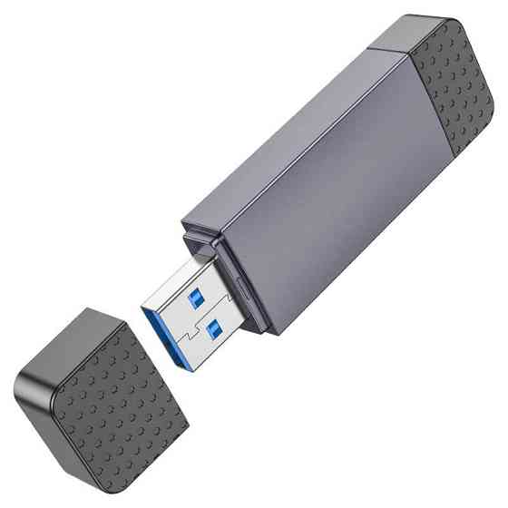 Кардридер HOCO HB45 Spirit 2-in-1 USB/Type-C 3.0 card reader Metal gray Киев