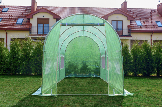 Садовая теплица 9 м2 (4,5 × 2 × 2 м) с окнами, армированная пленка UV-4, Зеленая (Польша) Киев