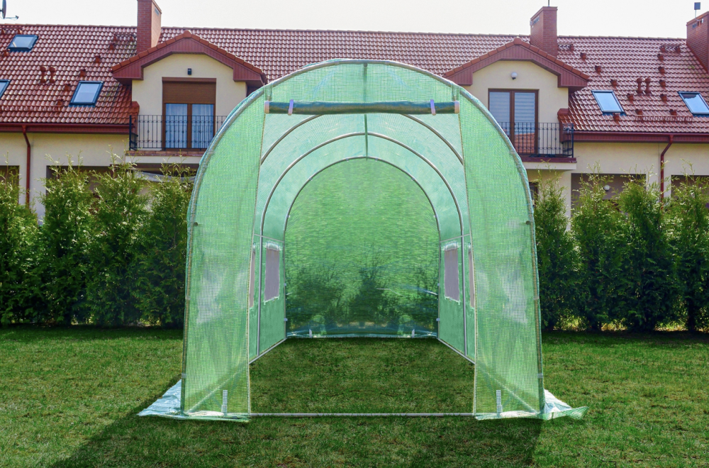 Садова теплиця 9 м² (4,5 × 2 × 2 м) з вікнами, армована плівка UV-4, Зелена (Польща) Київ - фото 4